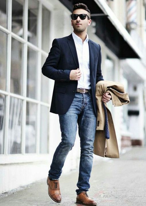 Phong cách blazer nam phối cùng quần jeans trẻ trung